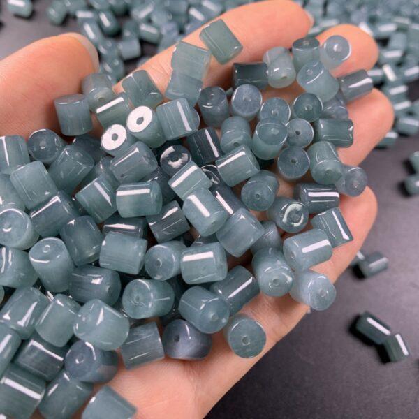 20 pc / 50 pcs tube shape genuine natural icy blue jadeite bead, jade bead - Image 2