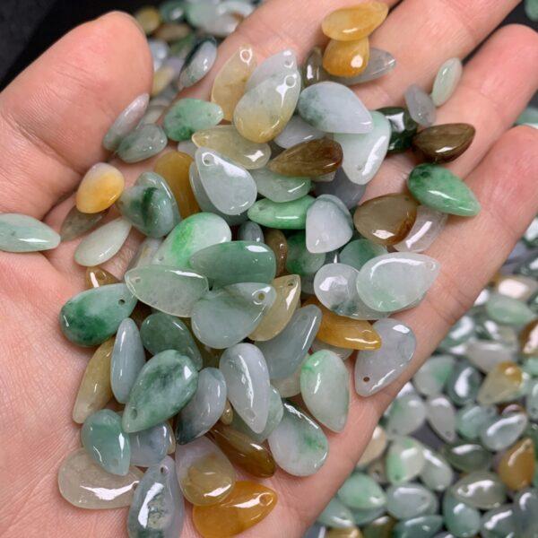 20 pc / 50 pcs droplet shape genuine natural colorful jadeite charm, jade charm bead - Image 2