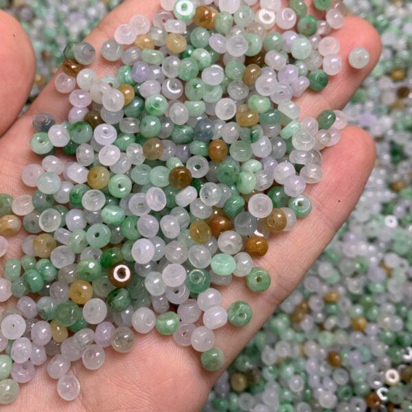 small rondelle shape genuine natural icy colorful jadeite bead, jade bead - Image 2