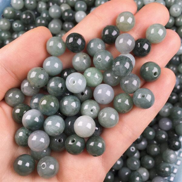 round shape genuine natural oily green jadeite bead, jade bead - Image 2