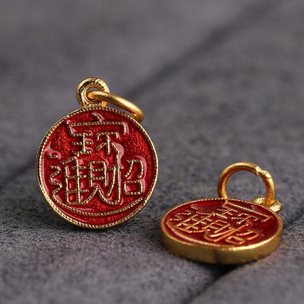 gild sterling silver charm, enamel bead with flower pattern, 2 pieces / 5 pieces - Image 2