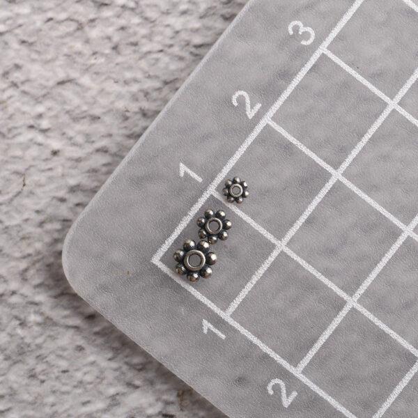 snowflake shape s925 sterling silver bead, oxidized silver flower bead - Image 2