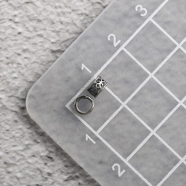 hollow flower pattern ring shape s925 sterling silver bead, oxidized silver bead - Image 2