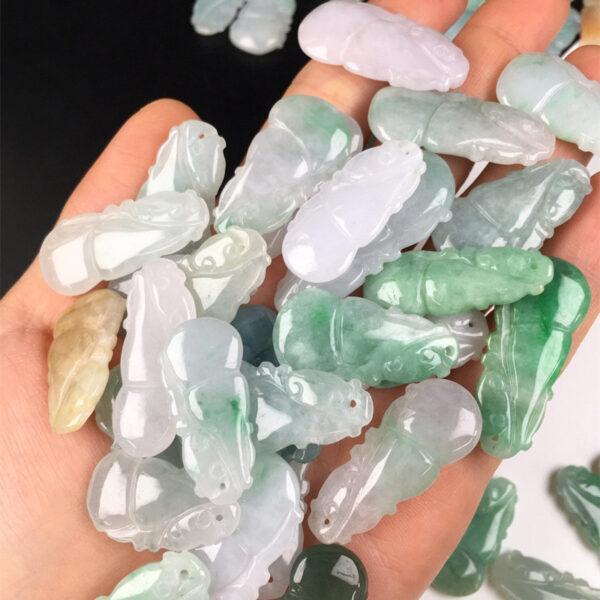 nice flat gourd shape genuine natural jadeite charm, jade charm bead - Image 3
