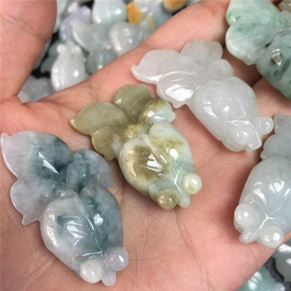 nice goldfish shape genuine natural jadeite charm, jade koi charm bead - Image 3
