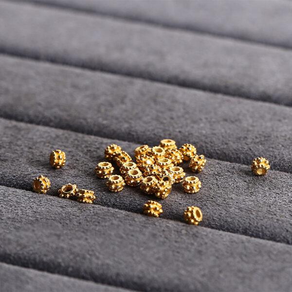 small bumps pattern ring shape gild s925 sterling silver bead, golden ring bead - Image 3