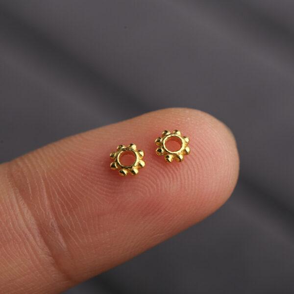 small bumps pattern ring shape gild s925 sterling silver bead, golden ring bead - Image 3