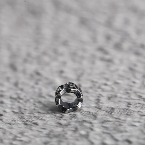 Buddhist six-syllable mantra pattern ring shape s925 sterling silver bead, oxidized silver ring bead - Image 3
