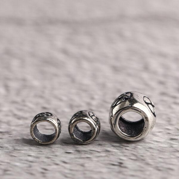 flower pattern ring shape s925 sterling silver bead, oxidized silver ring bead - Image 3