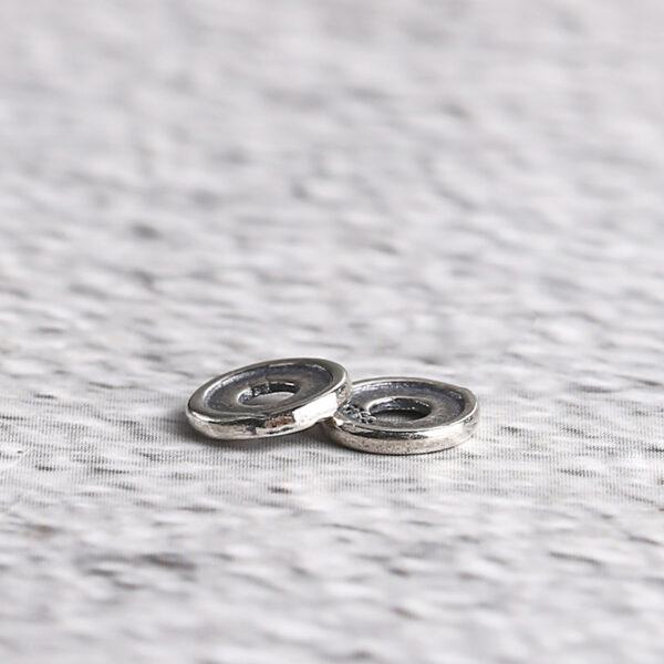 simple gasket shape s925 sterling silver bead, oxidized silver bead - Image 3
