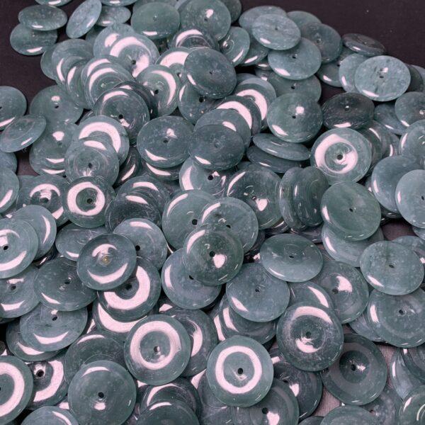 simple rondelle shape genuine natural icy blue jadeite bead, jade bead - Image 3