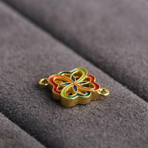 gild sterling silver hollow flower shape connector bead, red and yellow enamel flower bead, 2 pieces / 5 pieces - Image 3