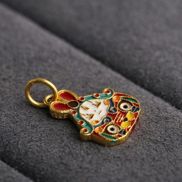 gild sterling silver rabbit shape charm bead, red and white enamel flower charm, 2 pieces / 5 pieces - Image 3
