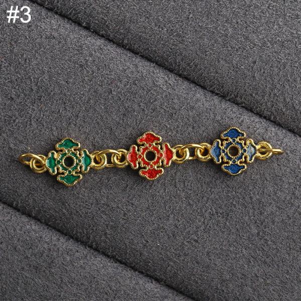 gild sterling silver flower shape chain bead, red and green enamel flower extension chain, 2 pieces / 5 pieces - Image 7