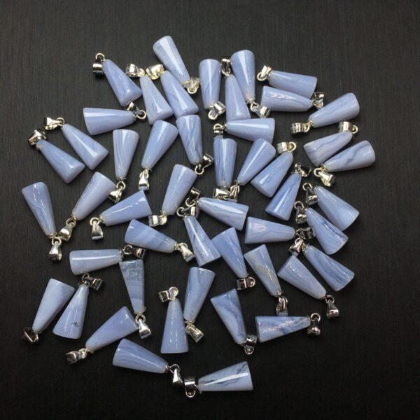 simple cone shape natural blue vein agate charm - Image 3