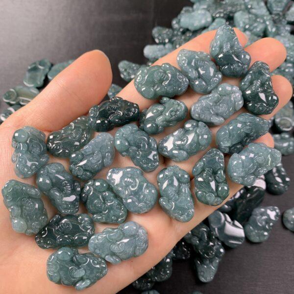 pixiu beast shape genuine natural blue jadeite charm, jade animal charm bead - Image 3