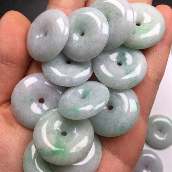simple rondelle shape genuine natural green texture jadeite bead, jade bead - Image 3