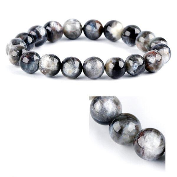 7mm - 12mm round shape 6A natural heliolite black sun stone beaded bracelet - Image 3
