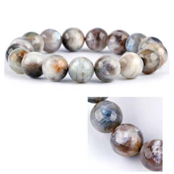 7mm - 12mm round shape 3A natural heliolite black sun stone beaded bracelet - Image 3