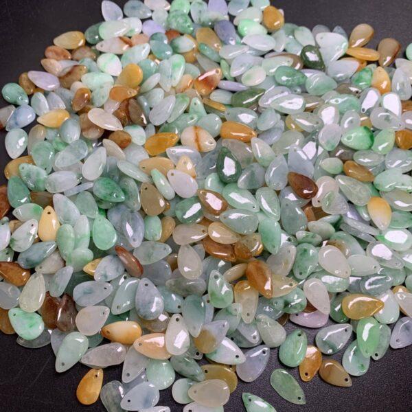 20 pc / 50 pcs droplet shape genuine natural colorful jadeite charm, jade charm bead - Image 3