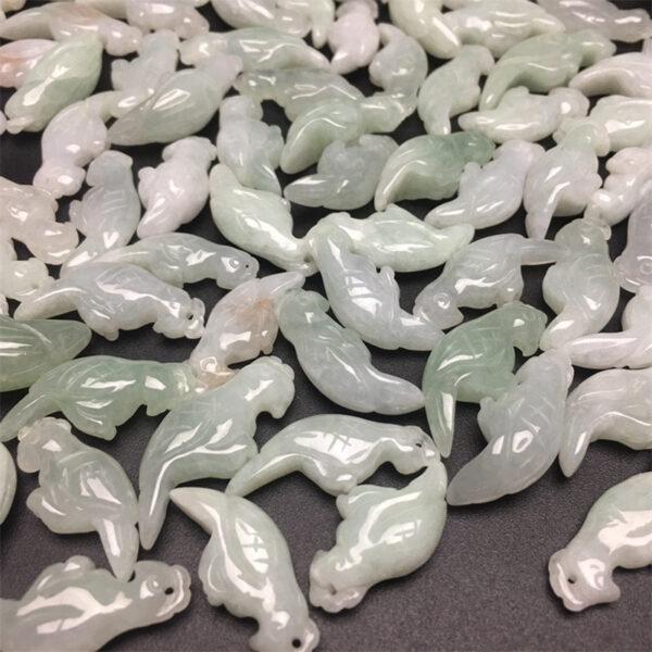 magpie bird shape genuine natural jadeite charm, jade charm bead - Image 3