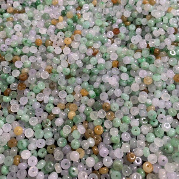 small rondelle shape genuine natural icy colorful jadeite bead, jade bead - Image 3