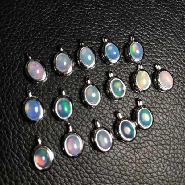 nice oval shape natural opal bead inlaid sterling silver charm - Image 3