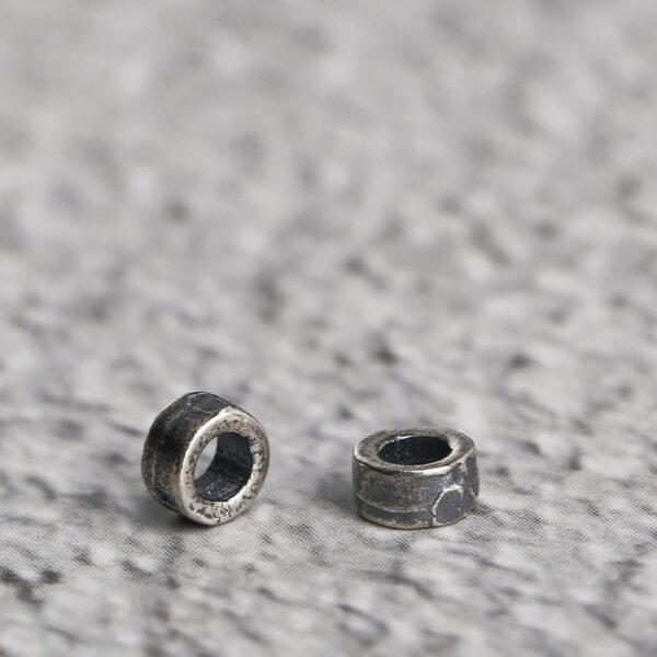 small ring shape s925 sterling silver bead, oxidized silver ring bead - Image 3