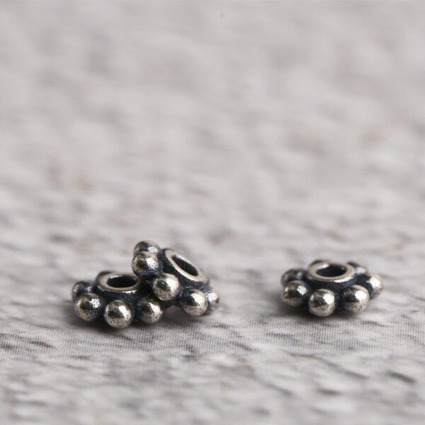 snowflake shape s925 sterling silver bead, oxidized silver flower bead - Image 3