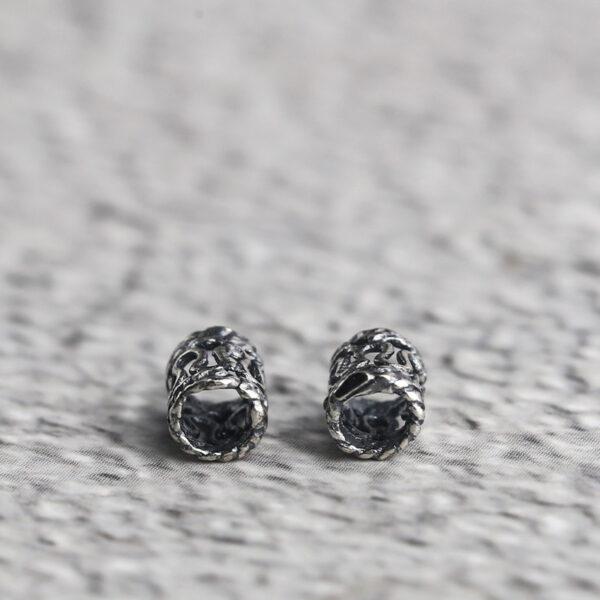 hollow flower pattern tube shape s925 sterling silver bead, oxidized silver bead - Image 3