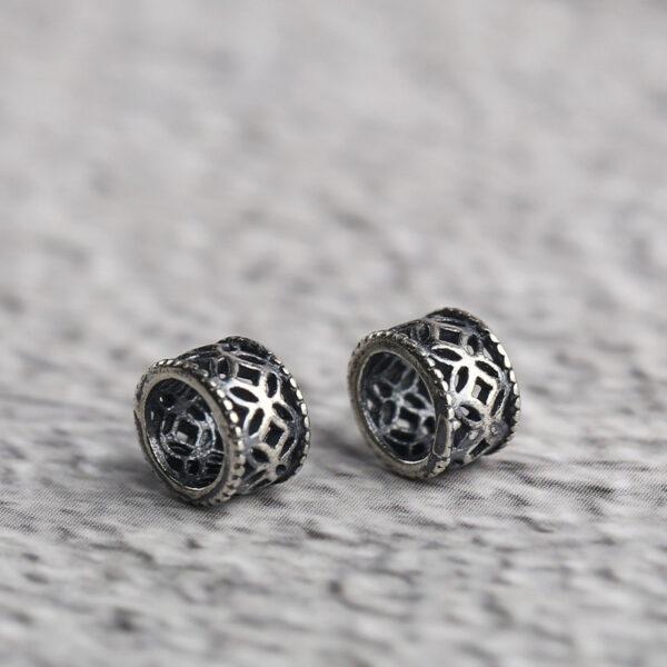hollow flower pattern ring shape s925 sterling silver bead, oxidized silver bead - Image 3