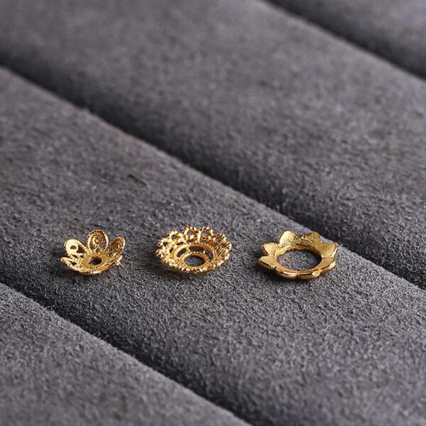 hollow flower shape gild s925 sterling silver bead caps, golden filigree bead - Image 3