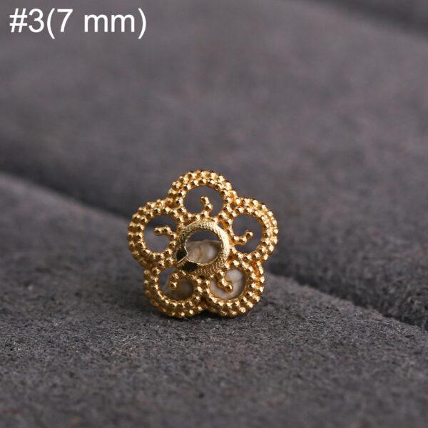 hollow flower shape gild s925 sterling silver bead caps, golden filigree bead - Image 6