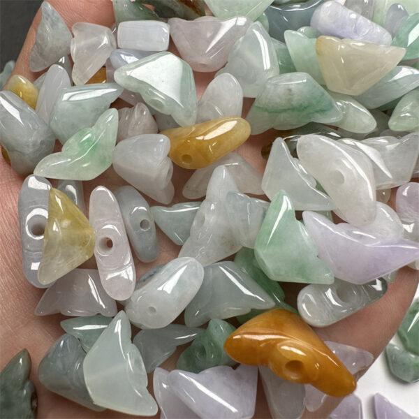ingot shape genuine natural colorful jadeite bead, jade bead - Image 3