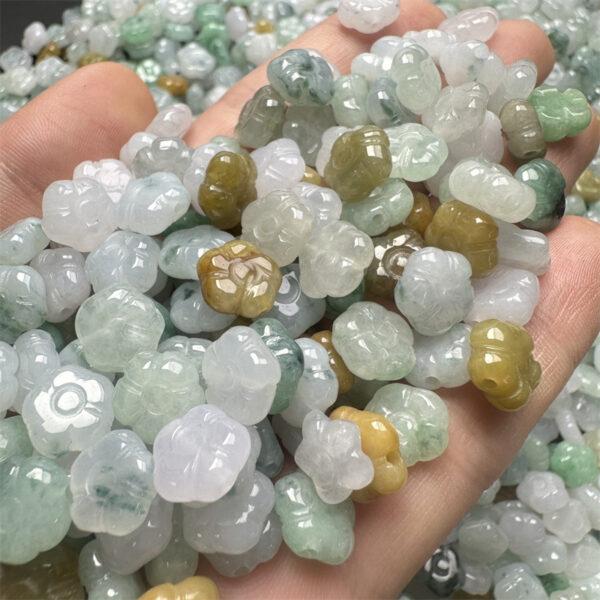 nice oblate flower shape genuine natural icy colorful jadeite bead, jade bead - Image 2