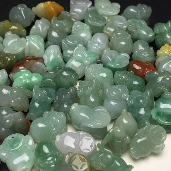 retro three-legged golden toad shape genuine natural icy colorful jadeite charm, jade charm bead - Image 4
