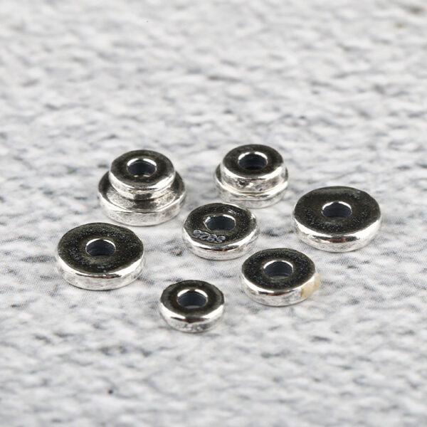 gasket shape s925 sterling silver bead, oxidized silver bead - Image 4