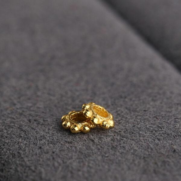 small bumps pattern ring shape gild s925 sterling silver bead, golden ring bead - Image 4