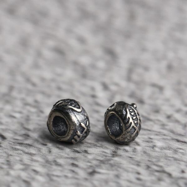 fish pattern rondelle shape s925 sterling silver bead, oxidized silver bead - Image 4