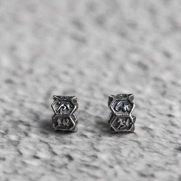 Buddhist six-syllable mantra pattern ring shape s925 sterling silver bead, oxidized silver ring bead - Image 4