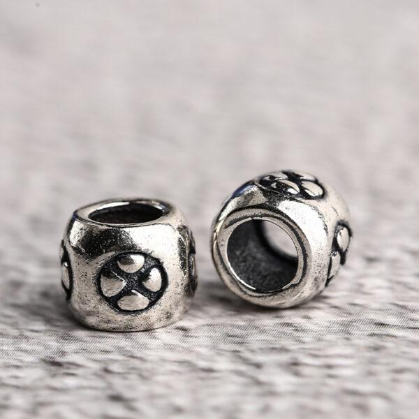 flower pattern ring shape s925 sterling silver bead, oxidized silver ring bead - Image 4