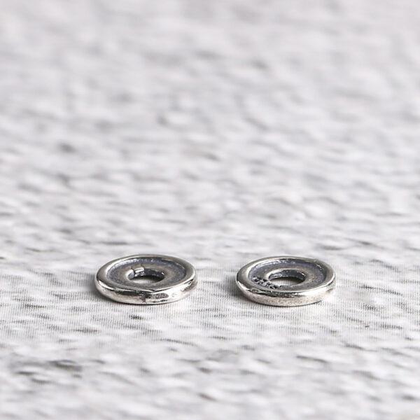 simple gasket shape s925 sterling silver bead, oxidized silver bead - Image 4