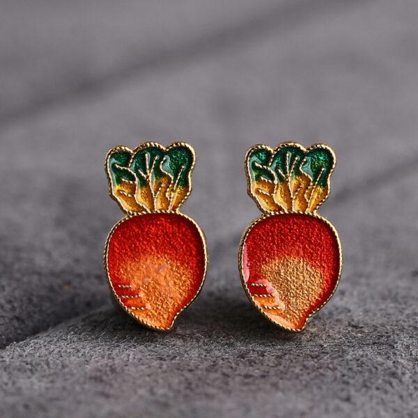 gild sterling silver carrot shape bead, red and green enamel bead, 2 pieces / 5 pieces - Image 4