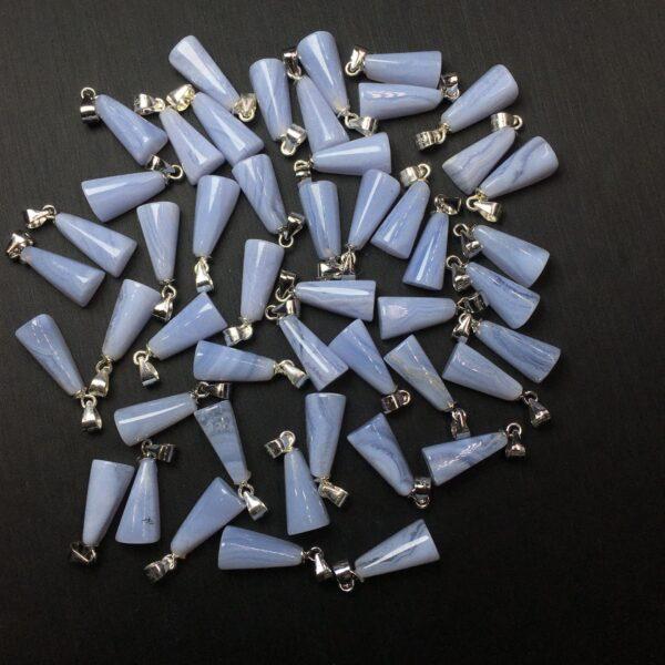 simple cone shape natural blue vein agate charm - Image 4