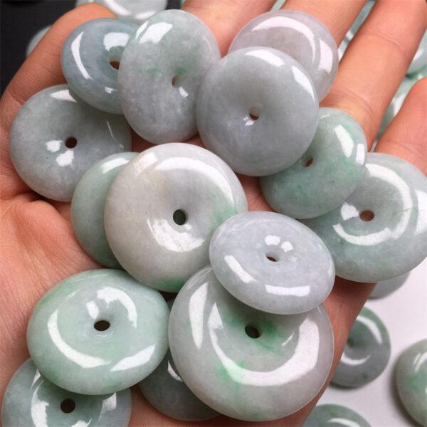 simple rondelle shape genuine natural green texture jadeite bead, jade bead - Image 4