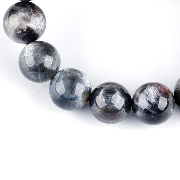 7mm - 12mm round shape 7A natural heliolite black sun stone beaded bracelet - Image 4