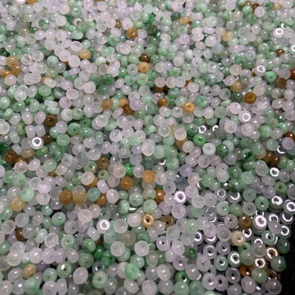 small rondelle shape genuine natural icy colorful jadeite bead, jade bead - Image 4