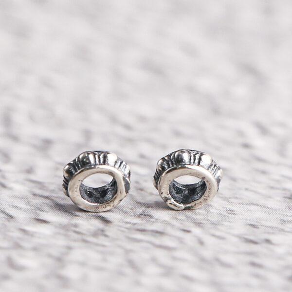 lotus flower pattern rondelle shape s925 sterling silver bead, oxidized silver bead - Image 4