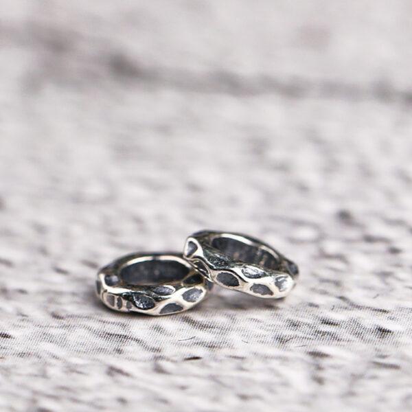 pits surface ring shape s925 sterling silver bead, oxidized silver bead - Image 4
