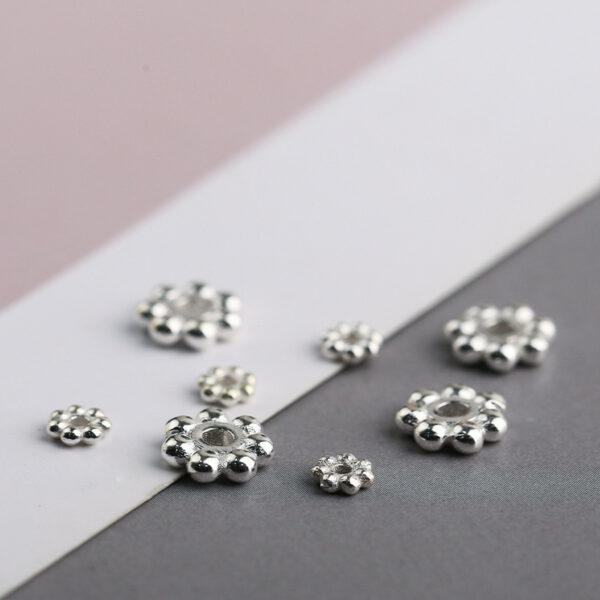 nice snowflake pattern rondelle shape s925 sterling silver bead - Image 4